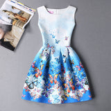 2XL New Brand Spring Summer Plus Size Women Print Floral Vest Dress Sleeveless A Line Party Fashion Dresses Vestido De Festa Hot