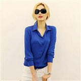 2016 Women Chiffon Shirt Spring Summer Womens new European and American Long-sleeve Chiffon Shirt Blouse Large Size