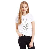 SexeMara 2016 New Summer Pocket Harajuku Cat Lovers Women Top Short-sleeve T shirt  Sweet Style Black/White/Grey Plus Size