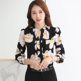 New 2016 Autumn Fashion V-Neck Chiffon Blouses Slim Women Chiffon Blouse Office Work Wear shirts Women Tops Plus Size Blusas