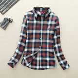 2017 Hot Sale Autumn Winter Ladies Female Casual Cotton Lapel Long-Sleeve Plaid Shirt Women Slim Outerwear Blouse Tops Clothing