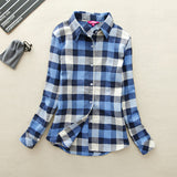 2017 Hot Sale Autumn Winter Ladies Female Casual Cotton Lapel Long-Sleeve Plaid Shirt Women Slim Outerwear Blouse Tops Clothing