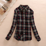 2017 Hot Sale Autumn Winter Ladies Female Casual Cotton Lapel Long-Sleeve Plaid Shirt Women Slim Outerwear Blouse Tops Clothing